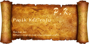Papik Károly névjegykártya